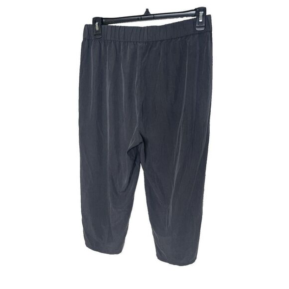 Eileen Fisher L Petite Pull On Elastic Waist Tencel Lyocell Crop Pants Gray LP - Picture 2 of 10